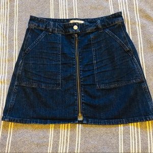 madewell a line zip up denim mini skirt sz 28
